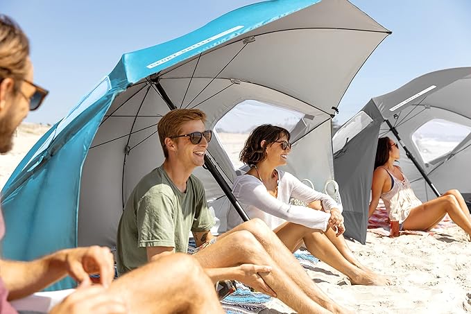 Sport-Brella Premiere UPF 50+ Umbrella Shelter with Patented Side Panels and Tilt Mechanism, Heavy-Duty 1.25 Inch Center Pole, Auger Anchor for Sand and Grass