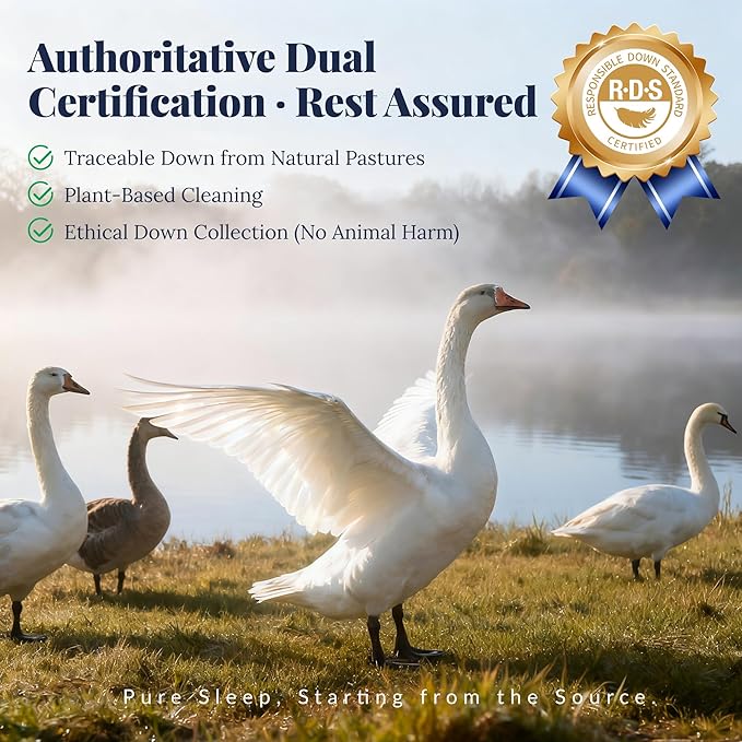 White Goose Down Pillow - Luxury Hotel Bed Pillow with 100% Natural 1000+ Fill Power Goose Feather Down Pillow for Sleeping, 700TC Cotton Shell, Queen Size- Soft, 1 Pack