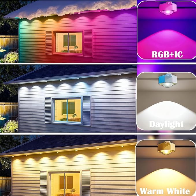 Permanent Outdoor Christmas Lights 100ft,Smart RGB Color Changing Eave Lights with 63 Scene Modes, IP67 Waterproof Permanent Holiday Lamps Outdoor,APP,Voice,Remote Control