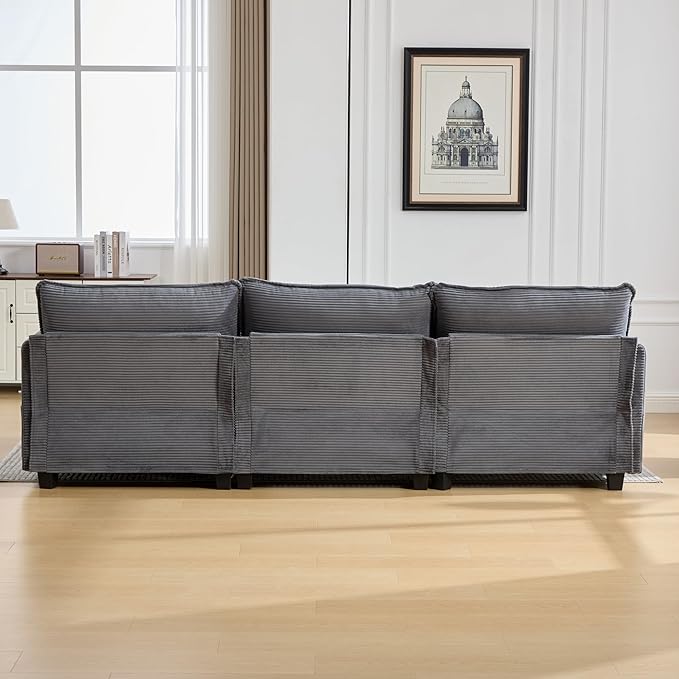 103" Oversized Modular Sectional Sofa Couch with Reversible Ottoman, Free Combination Convertible Corner Couch,Corduroy Upholstered Cloud Sectional Couch with Side Pockets | Multiple Cushions, DIY Combination, Removable Cover