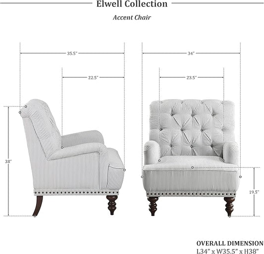 Lexicon Elwell Fabric Accent Chair, Gray/White