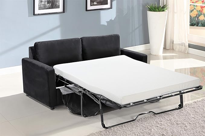Container Furniture Direct Rosina Convertible Sleeper Sofa with Innerspring Mattress and Durable Metal Frame, 500 lb Capacity, Mid-Century Velvet Pull Out Couch Bed, 70" Wide, Full Size, Midnight