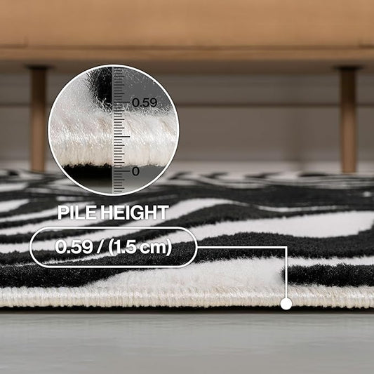 JONATHAN Y Maribo High-Low Abstract Striped Black/White 3x5 Area Rug Indoor, Non-Shedding, Stain Resistant for Bedroom, Living Room, Kitchen (SCN103F-3)
