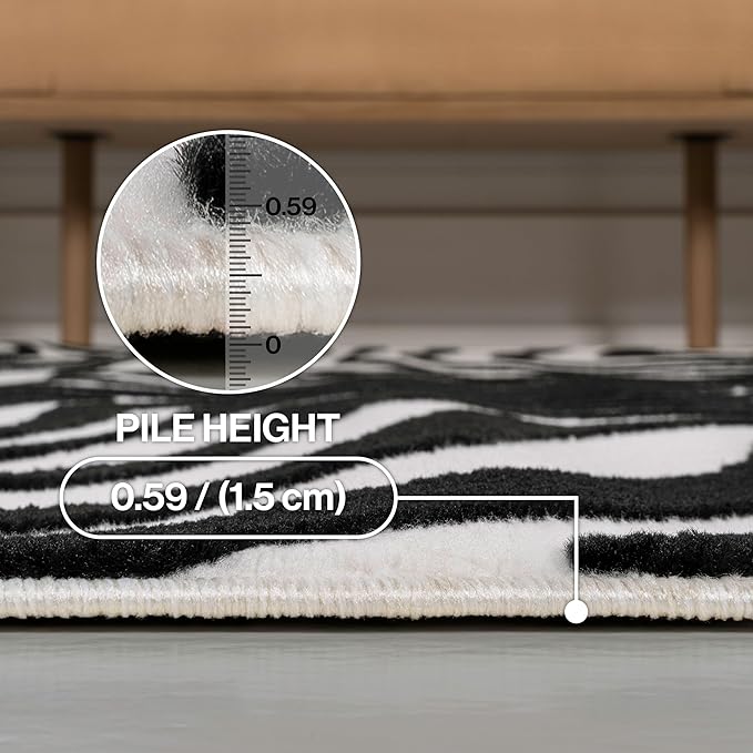 JONATHAN Y Maribo High-Low Abstract Striped Black/White 8x10 Area Rug Indoor, Non-Shedding, Stain Resistant for Bedroom, Living Room, Kitchen (SCN103F-8)