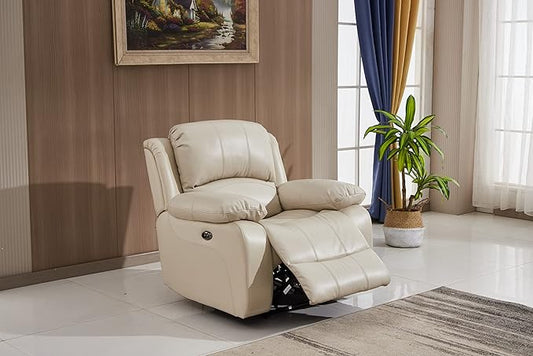 Betsy Furniture Power Reclining Bonded Leather Living Room Set (Beige, Power Recliner)