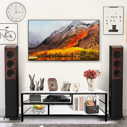 AT-VALY 3-Tier TV Stand Media Console Table with Open Shelving Storage for Living Room Bedroom 47inch for up to 55" TV