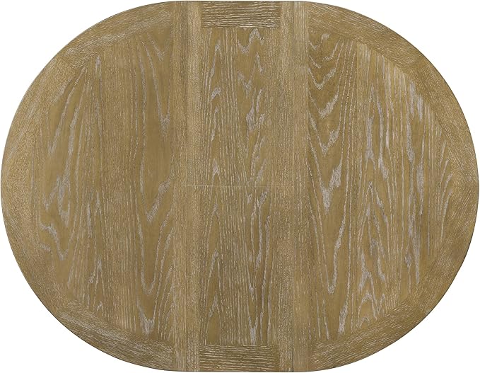ERYE Retro Style Round Dining Table Functional Wooden Extendable Oval Dining Table with 12" Leaf and Natural Wood Grain Variation Tabletop