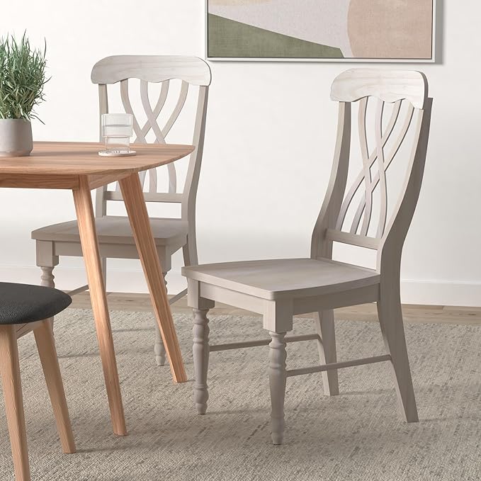 IC International Concepts Latticeback Wooden Chairs, Set of 2, Perfect for Dining Room and Kitchen Furniture - Unfinished