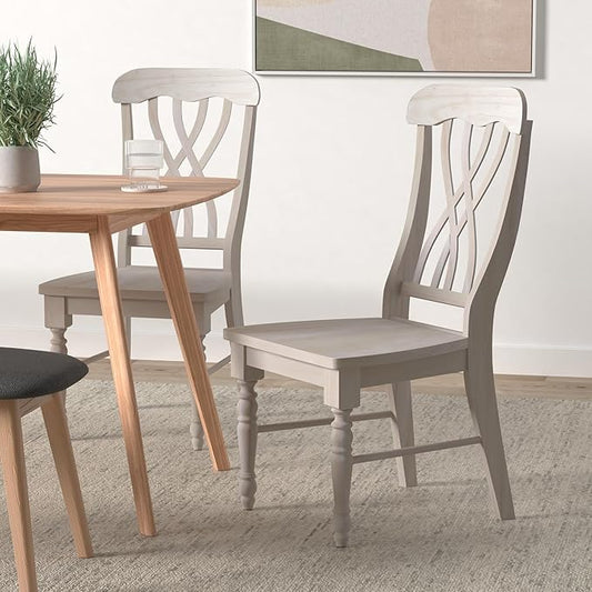 IC International Concepts Latticeback Wooden Chairs, Set of 2, Perfect for Dining Room and Kitchen Furniture - Unfinished