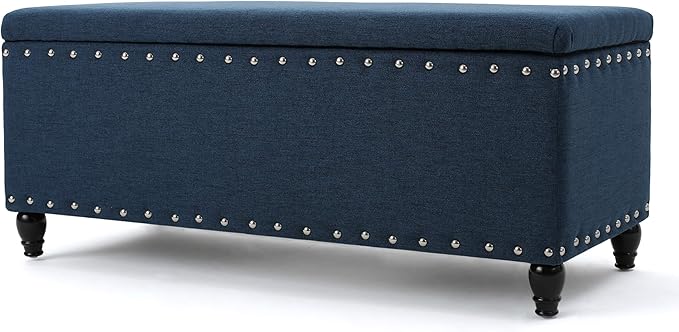 Christopher Knight Home Tatiana Fabric Storage Ottoman, Navy Blue