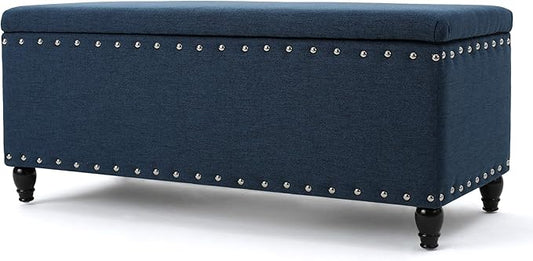 Christopher Knight Home Tatiana Fabric Storage Ottoman, Navy Blue