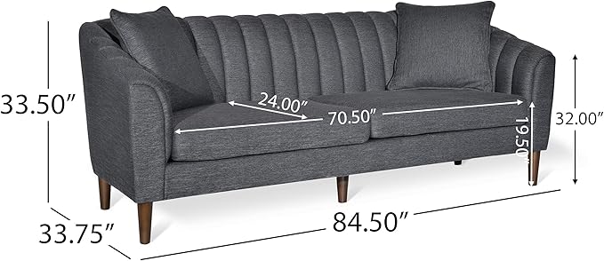 Christopher Knight Home Ansonia Sofas, Charcoal + Dark Walnut