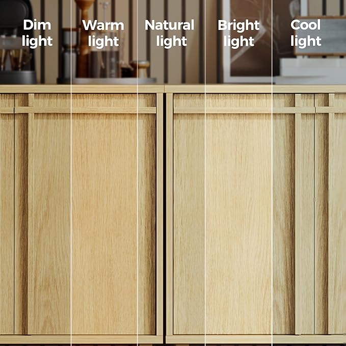 Sideboard Buffet Cabinet with Storage, 2 Doors, Adjustable Shelves, Wooden Mid Century Coffee Bar Cabinet for Entryway, Living Room, Kitchen, Natural