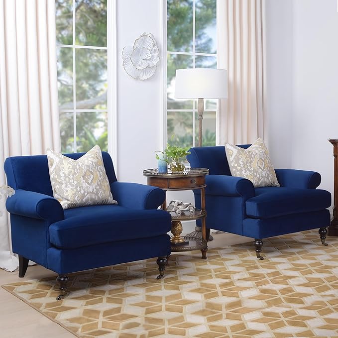 Jennifer Taylor Home Bliss 38" Lawson Living Room Accent Arm Chair with Metal Casters