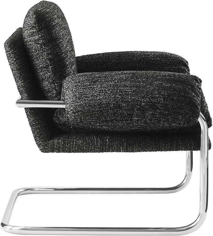 Modway Ansel Boucle Accent Chair in Charcoal - Fabric Lounge Chair for Living Room, Bedroom - Upholstered Corner Reading Chair with Arms and Removable Cushions