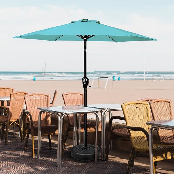 YSSOA 7.5' Patio Umbrella Outdoor Table Market Yard Umbrella with 6 Sturdy Ribs, Turquoise