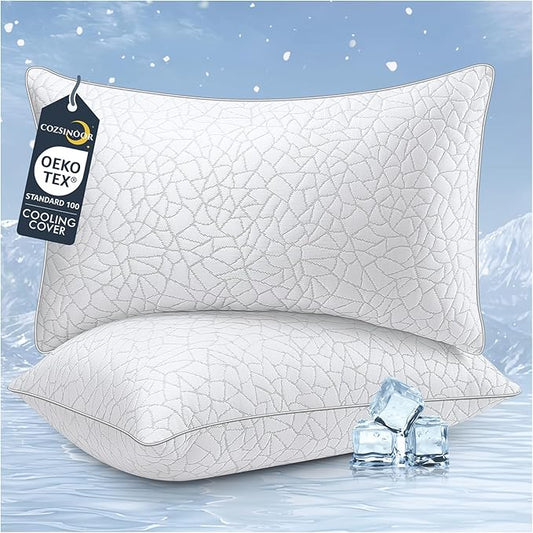 COZSINOOR King Size Bed Pillows - Breathable Premium Down Alternative Pillows Set of 2 for Side, Back, and Stomach Sleepers Cooling Hotel Quality Fluffy Soft Microfiber Fill Skin-Friendly