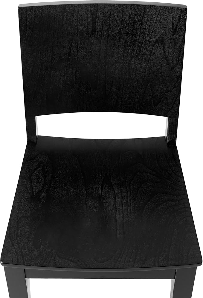 Flash Furniture Naples Commercial Solid Wood Dining Chair, Curved Backrest, Sturdy Mortise and Tenon Construction, Set of 2, Black