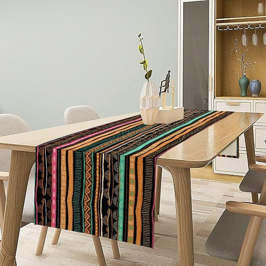 Traditional African Tribal Table Runner Kwanzaa Juneteenth African American Heritage Festival Holiday Party Decoration Home Kitchen Island Dining Room Decor 13x108in