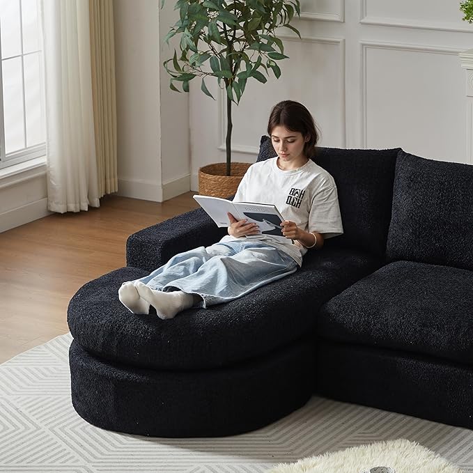 Boneless Sectional Sofa Couches with Chaise Lounge, Comfy Upholstered Compressed Cloud Sectional Sofa Floor Couch for Living Room Apartment,Deep Seat Sofa & Couches | Deep Seat, Wider Armrest, Free Combination