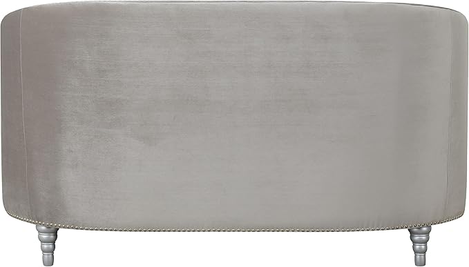 Coaster Home Furnishings - Avonlea - Velvet & Wood - Loveseat with Sloped Arms and Rhinestone Tufting - Living Room - Gray - 508462