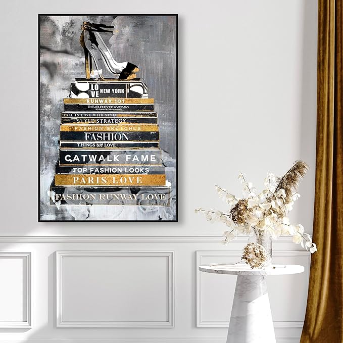 The Oliver Gal Artist Co. Fashion and Glam Wall Art Framed Canvas Prints 'Fashion Thoughts Noir Classic' Shoes