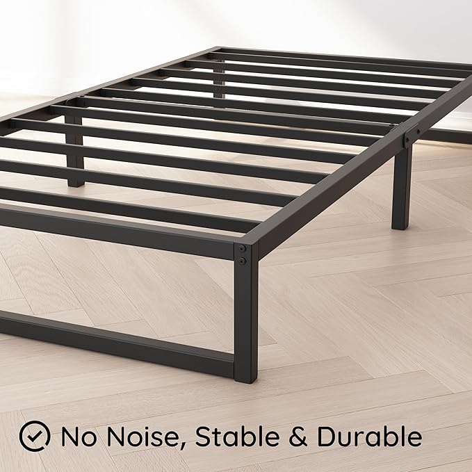 10 Inch Twin XL Bed Frames, Mattress Foundation with Steel Slat Support, No Box Spring Needed, Easy Assembly, Black