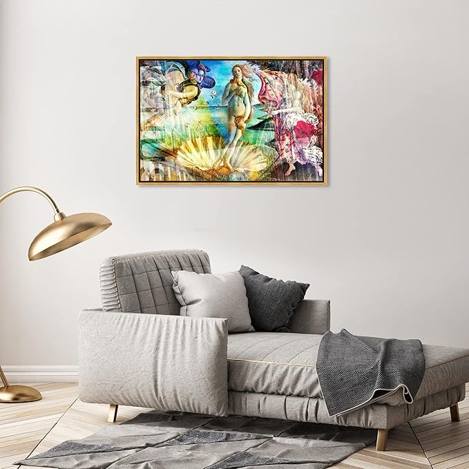 The Oliver Gal Artist Co. Spiritual and Religious Wall Art Framed Canvas Prints 'Birth of Venus - Botticelli' Zodiac