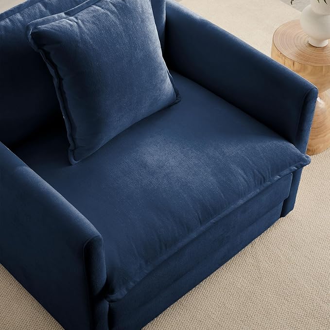 Chenille Oversized Accent Chair - 39”W Big Comfy Reading Chair, Modular Cloud Chair, Cozy Armchair for Living Room, Bedroom, Kids Room, Family Room, Reading Nook, Navy Blue