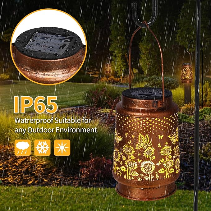 Solar Lanterns Outdoor Waterproof Garden Decor, Metal LED Garden Light Birthday Gifts for Women mom Christmas Gifts for Yard, Patio, Lawn, Tabletop, Pathway, Landscape,Walkway, Terrace(Butterfly)
