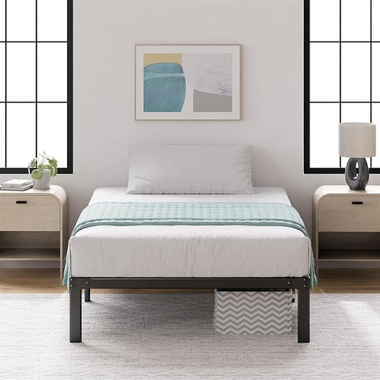 ZINUS Yelena 14 Inch Twin Metal Platform Bed Frame, Steel Slat Support, No Box Spring Needed, Eco Friendly WonderBox(TM) Packaging, Easy Assembly, Black