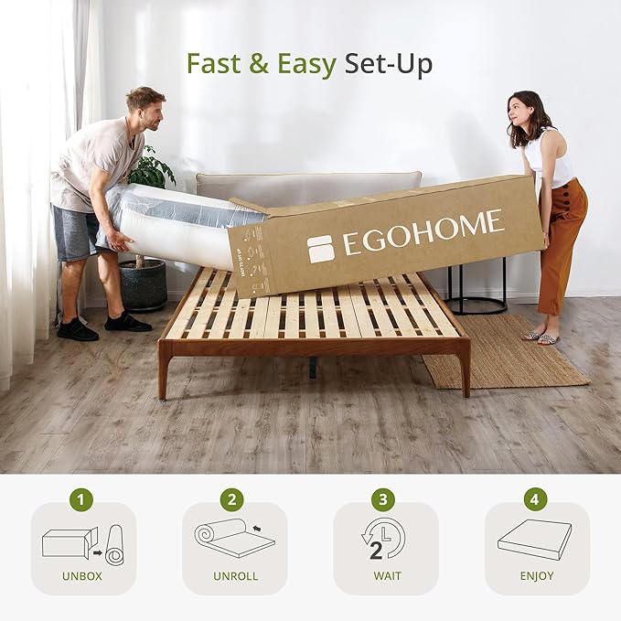 EGOHOME 10 Inch Hybrid Twin XL Mattress in a Box, Medium Firm Twin XL Size Mattress, Memory Foam & Individual Pocket Spring for Pressure Relief & Motion Isolation, CertiPUR-US Certified, 38"x80"x10"