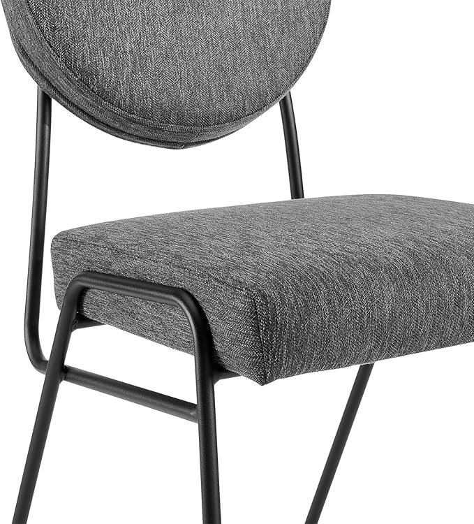 Modway Craft Fabric Upholstered Side Dining Chairs-Set of 2 in Black Charcoal