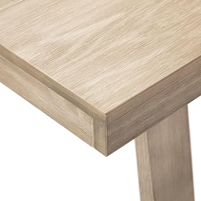 Plank+Beam 48 Inch Farmhouse Dining Table, Rustic Solid Wood Kitchen Table, Dinner Table for Dining Room, Home Office Furniture, Seashell Wirebrush