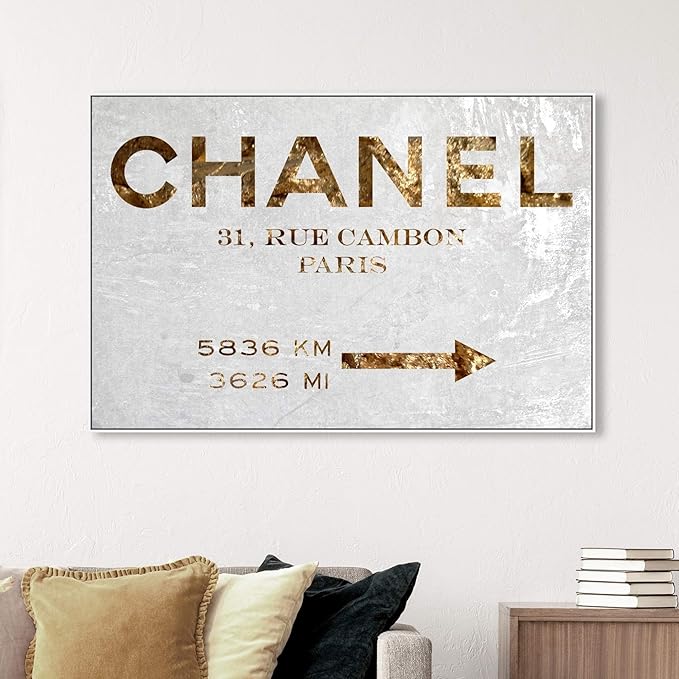 The Oliver Gal Artist Co. Contemporary 36 in x 54 in Paris Couture Luxury Framed Canvas Wall Art Bedroom Gold