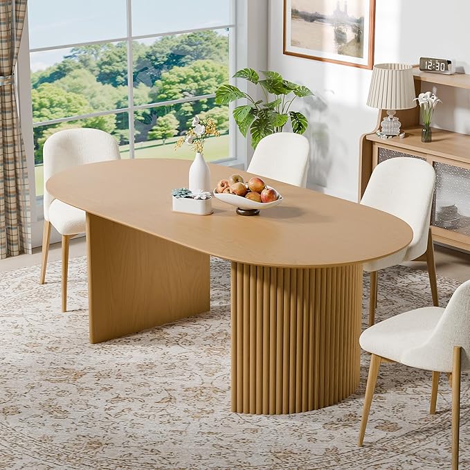 Casaphoria 67" Oval Dining Table, Modern Kitchen Table for 4-6, Farmhouse Style Large Table, Easy Assembly for Living Room, Kitchen and Bar, Walnut