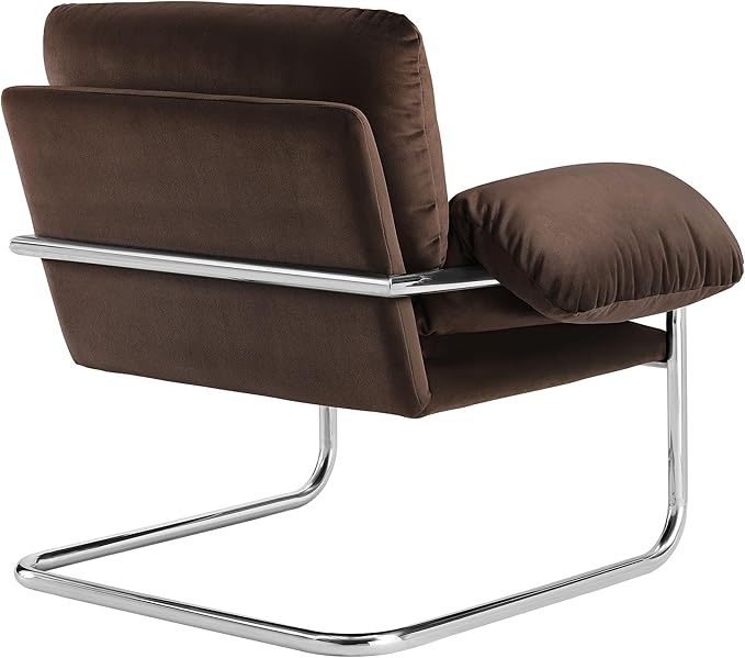 Modway Ansel Performance Velvet Accent Chair in Chocolate Brown - Stain-Resistant Velvet Lounge Chair for Living Room, Bedroom - Corner Reading Chair with Arms and Removable Cushions