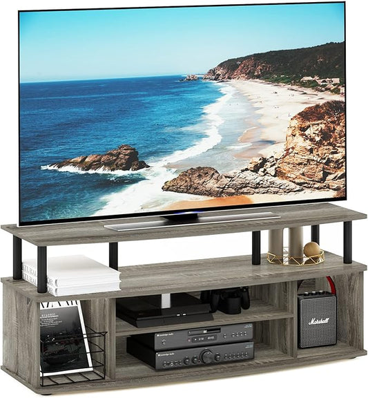 Furinno Jaya Large Entertainment Center Hold up to 55-in TV, Inch, French Oak/Black