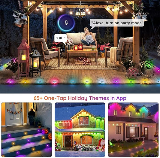 LED Deck Lights Kit, 30 Pack 1.77" Smart RGBW+IC Outdoor Lights | Low Voltage Recessed Deck & Step Lights | IP67 Waterproof Landscape Lighting for Stairs, Pool Deck & Garden | Works with Alexa/Google