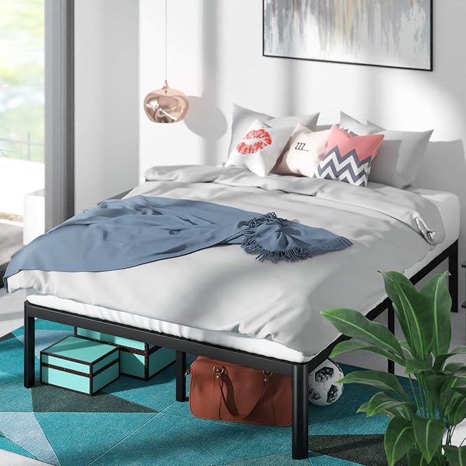 ZINUS Van 16 Inch Metal Platform Bed Frame / Steel Slat Support / No Box Spring Needed / Easy Assembly, Queen