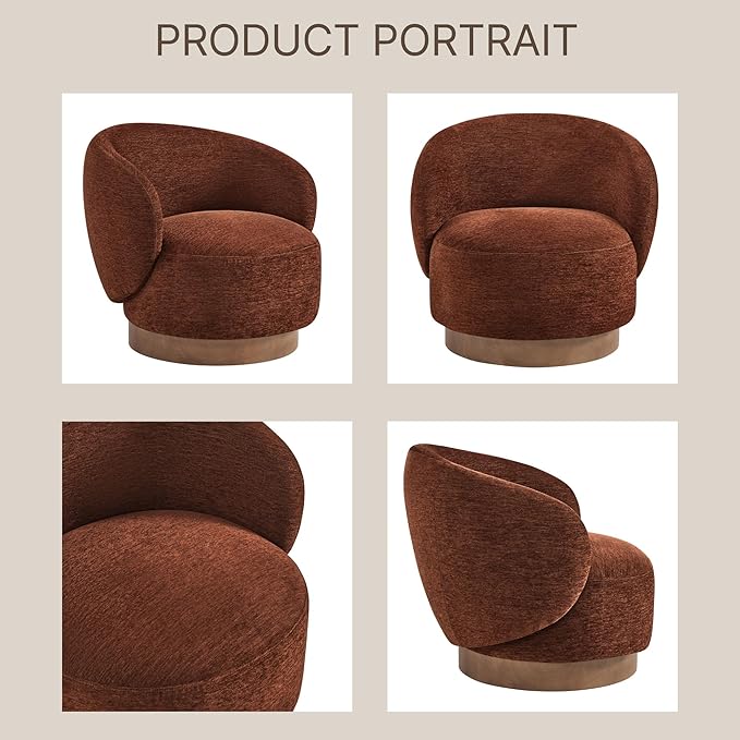 Swivel Accent Chair Modern Round Barrel Armchair with Upholstered Performance Fabric for Living Room Bedroom Waitingroom,1 Box,Red