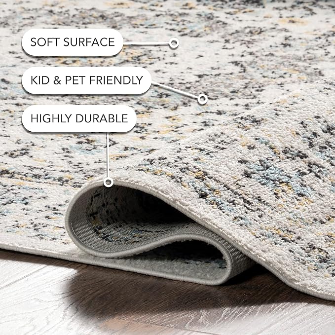 Nuloom Verona Grey/Ivory, 12' x 15', Vintage Medallion, Soft and Cozy, High Traffic, Stain Resistant, Easy Clean, Durable Area Rug for Bedroom, Living Room, Dining Space, Den, Foyer, Entryway