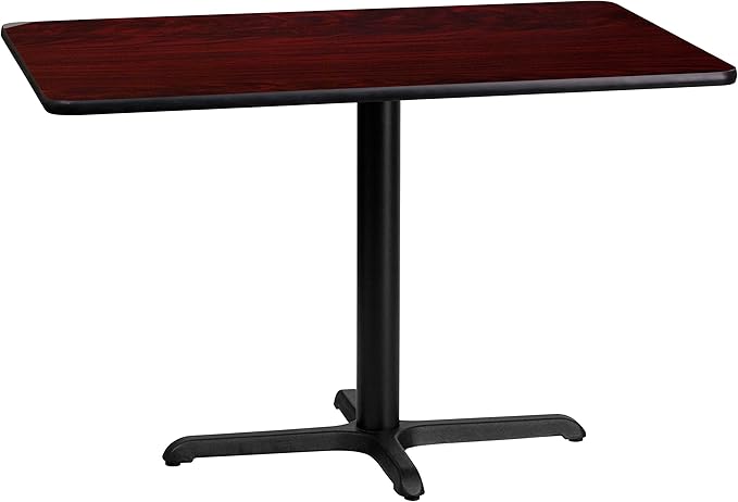 Flash Furniture Graniss 24'' x 42'' Rectangular Mahogany Laminate Table Top with 23.5'' x 29.5'' Table Height Base