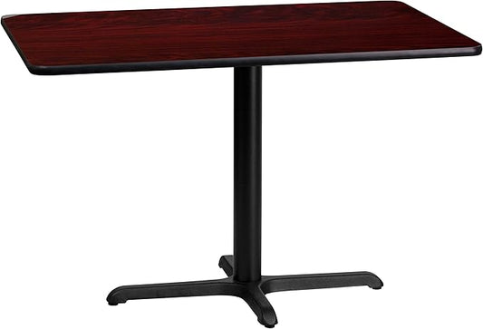 Flash Furniture Graniss 24'' x 42'' Rectangular Mahogany Laminate Table Top with 23.5'' x 29.5'' Table Height Base