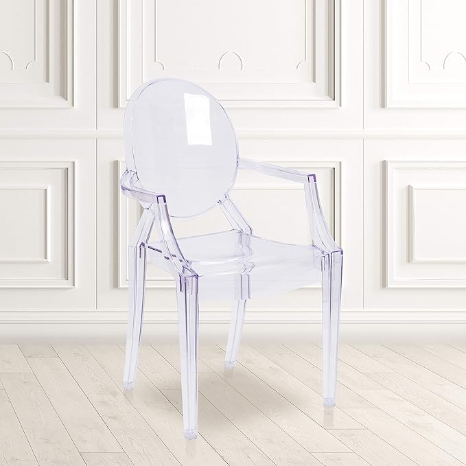 Flash Furniture Max 4 Pack Indoor-Outdoor Ghost Chair with Arms in Transparent Crystal