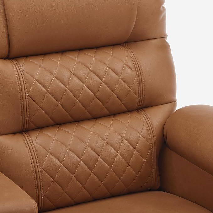 MCombo Zero Gravity Power Loveseat Recliner with Console, Heat and Vibration Massage, Reclining Loveseat Sofa with USB Ports, Cup Holders for Living Room, Faux Leather PR622Sets (Saddle)