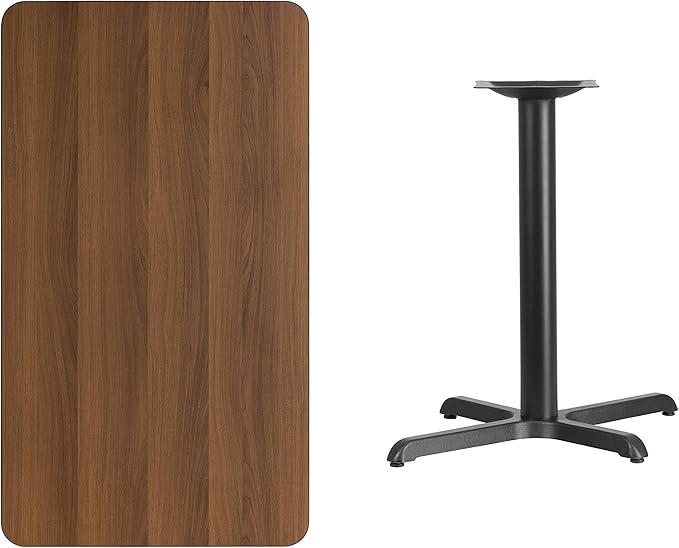 Flash Furniture Graniss 24'' x 42'' Rectangular Walnut Laminate Table Top with 23.5'' x 29.5'' Table Height Base