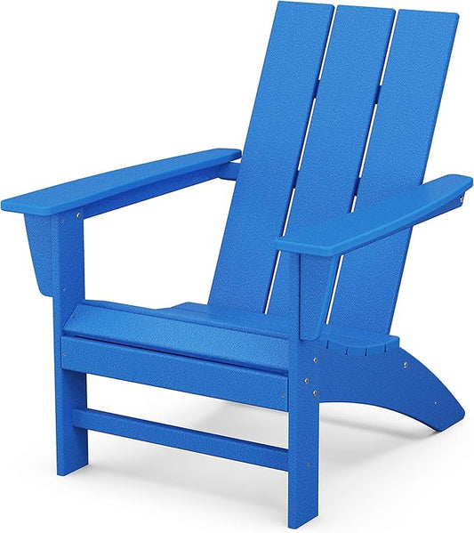POLYWOOD Modern Adirondack Chair – All-Weather Outdoor Lawn Adirondack Chairs – HDPE, Fade-Resistant & Durable Outdoor Furniture – For Patio, Deck & Fire Pit Chairs – Pacific Blue