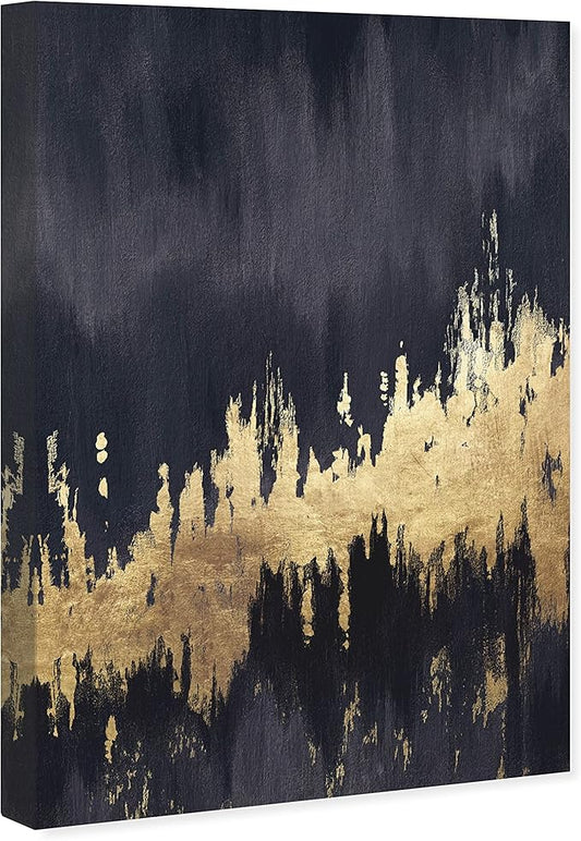 The Oliver Gal Artist Co. Modern 15 in x 10 in, Late Night Sky, Canvas Wall Art, Living Room, Black