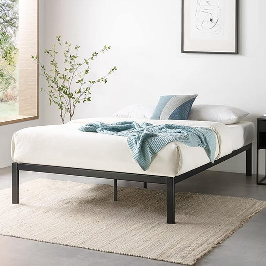 Mellow Rocky Base C 14" Platform Bed Heavy Duty Steel Black, w/ Patented Wide Steel Slats (No Box Spring Needed) - Cal King